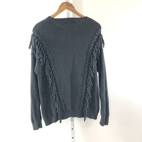 Lauren Ralph Lauren Gray Fringe Sweater L - Picture 6 of 7